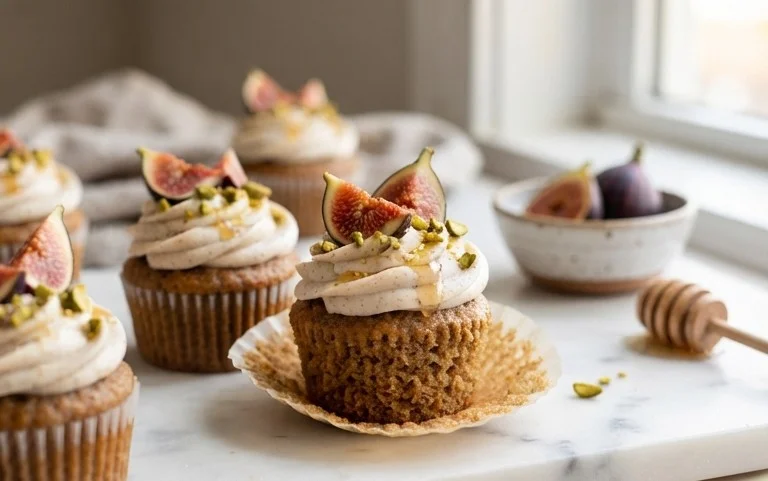Fig Cupcakes with Honey Cream Cheese Frosting