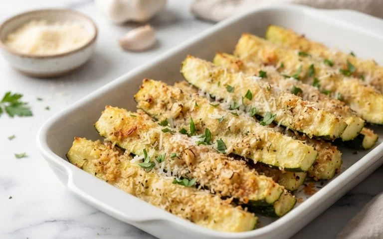 Irresistibly Crunchy Garlic Parmesan Roasted Zucchini
