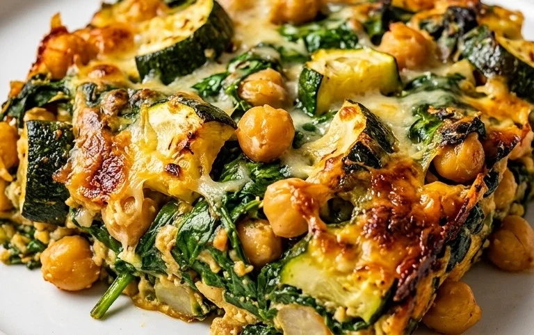 Spinach Zucchini Chickpea Bake