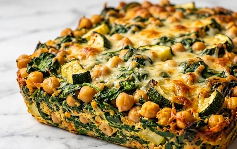 Spinach Zucchini Chickpea Bake